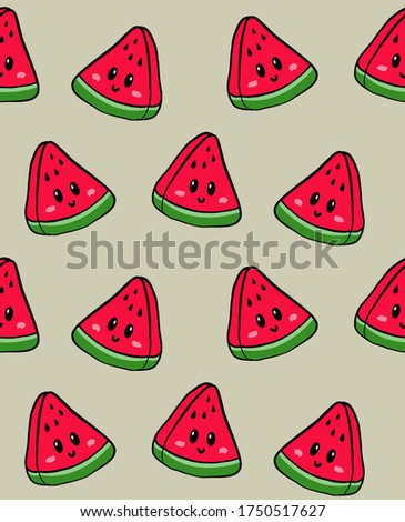 
cartoon cartoon character. a piece of watermelon. vector illustration. background. isolated object. texture. seamless pattern