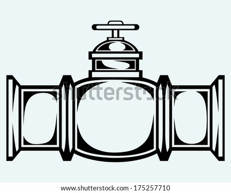 Industrial pipeline part. Image isolated on blue background. Raster version
