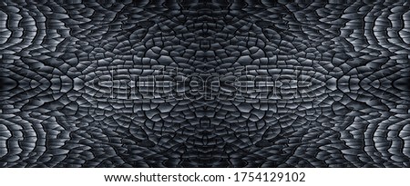 Fish scale dark pattern on raw concrete cement space to decorative style. Seamless texture background to decorate on the wall.