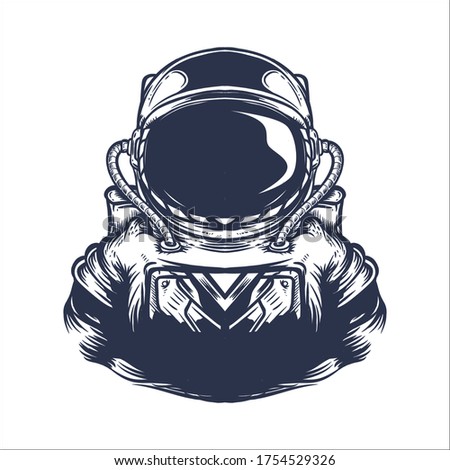 hand drawn astronaut artwork illustration