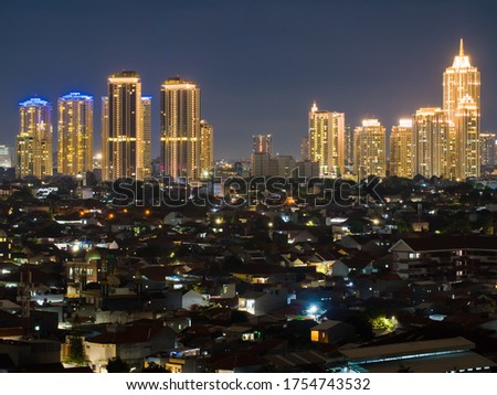 Night panorama of the capital of Indonesia - Jakarta.