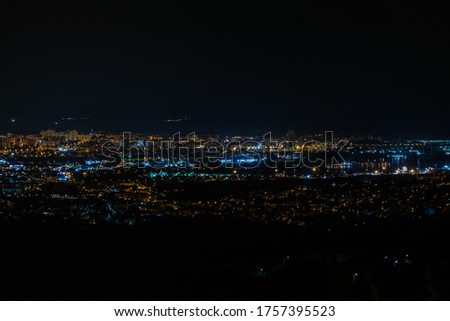 Night sky view of the city lights
