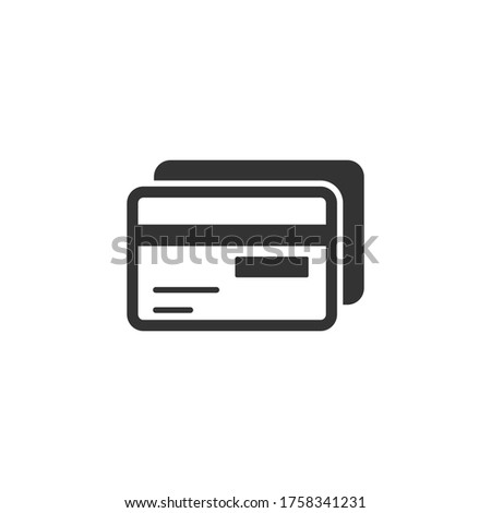 Credit Card Icon in flat style, Bank card isolated on white background, pay business concept, 