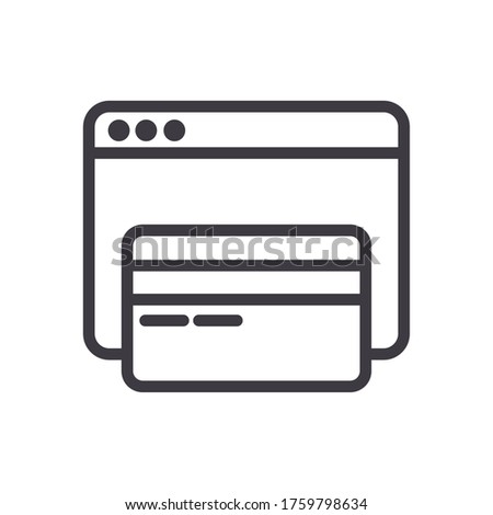 credit card in webpage template line style vector illustration design