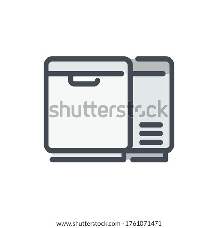 Ice cream Refrigerator color line icon. Horizontal Fridge vector outline colorful sign.