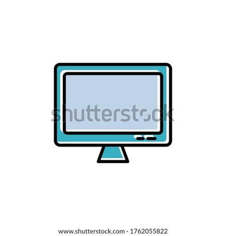 Desktop, monitor flat icon. Design template vector