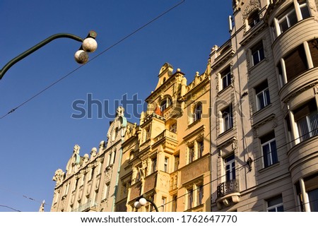Traditional bohemian buildings in Prague (Praha, Czech Republic, Europe)