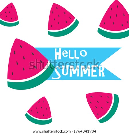 Hello summer. Summer concept label. Vector illustration.