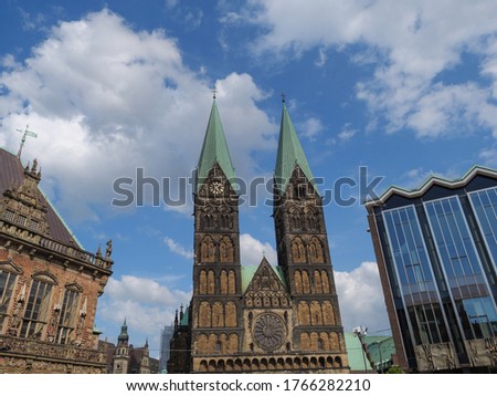 Bremen city at the river weser in  germanny