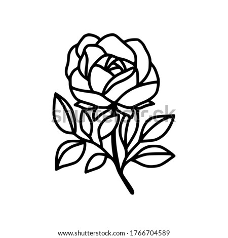 Hand drawn rose flower element. Floral line art for logo, icon, business card, wedding invitation, or decoration