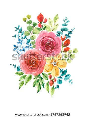 A colorful flower bouquet in watercolor 