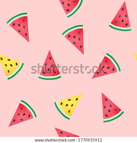 Seamless pattern with watercolor watermelon