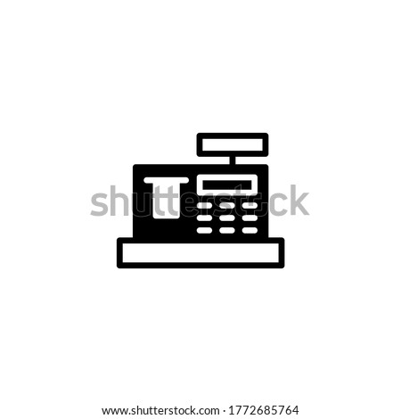 Cashbox vector icon in black flat glyph, filled style isolated on white background