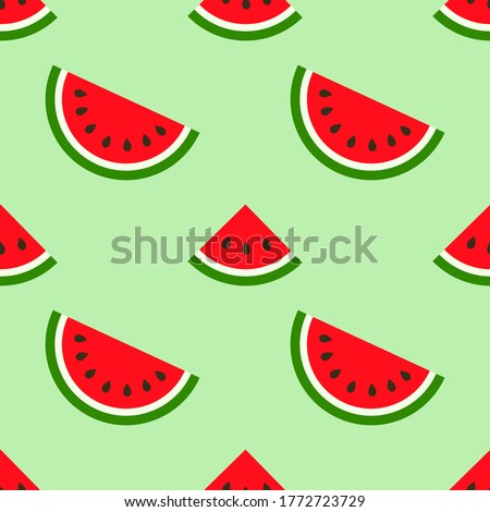 Watermelon slices flat seamless pattern. Vector illustration.
