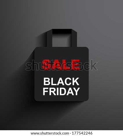 Black shopping bag Black Friday with long shadow icon