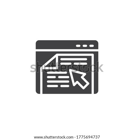 Online financial report vector icon. filled flat sign for mobile concept and web design. Website page with document file glyph icon. Symbol, logo illustration. Vector graphics