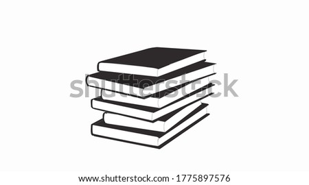 Vector Isolated Books Black and White Icon