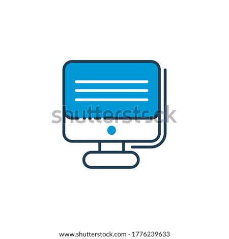 Illustration of graphic computer flat color style isolated  for your web site app logo design template