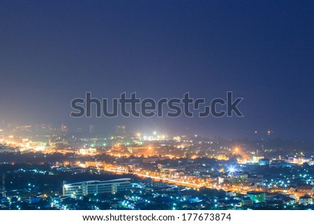 High angle view of Hua Hin the city in the evening AsiaThailand