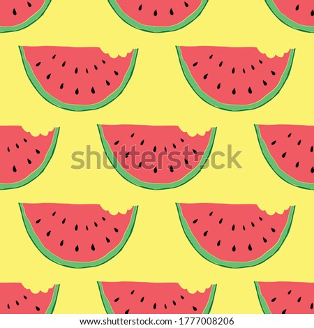 Watermelon Seamless Pattern hand drawn. Illustration.