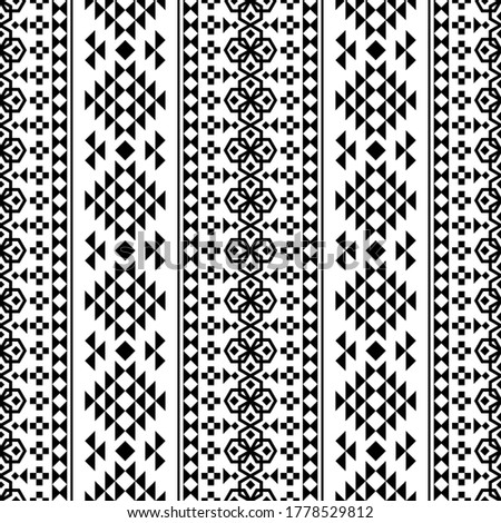 Tribal Ikat ethnic pattern vector in black and white color