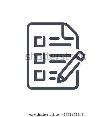 Checklist line icon. Document with Pencil vector outline sign.
