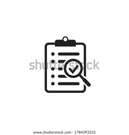 Document with magnifier loupe icon business concept. File search icon, document search, vector isolated.