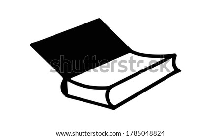 Icon. An open book on the table. The sign is flat black and white.