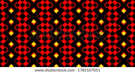 An illustration of a yellow and red square shape pattern isolated on a black background
