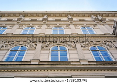 Old building in the historic center of Vienna photographed from below. Austria
