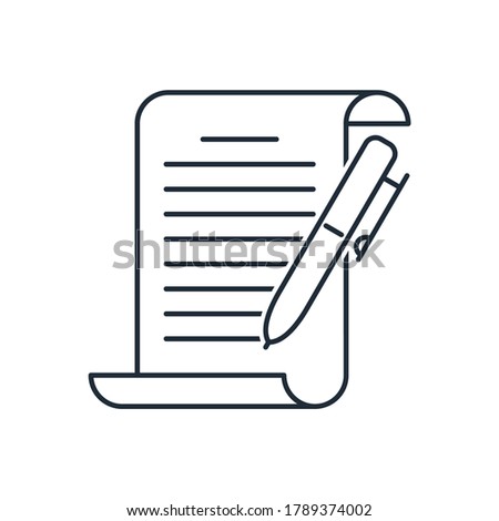 Document writing. Vector linear icon isolated on white background.
