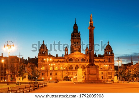 City Council Building night view in George in Glasgow, Scotland, United Kingdom