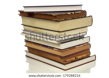 Books on white background