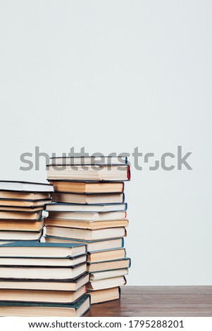 stacks of books for reading and education on a white background in the library