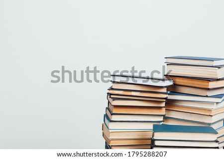 stacks of books for reading and education on a white background in the library