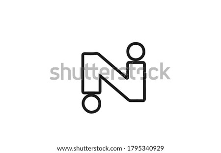alphabet N letter logo icon with line. Black and white design for business and company