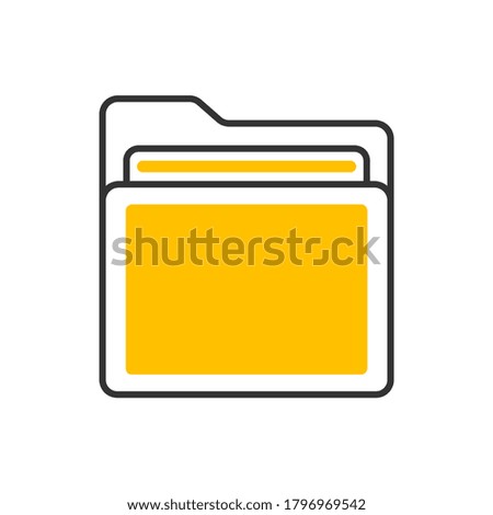 Close folder. Folder with documents. Vector color icon.