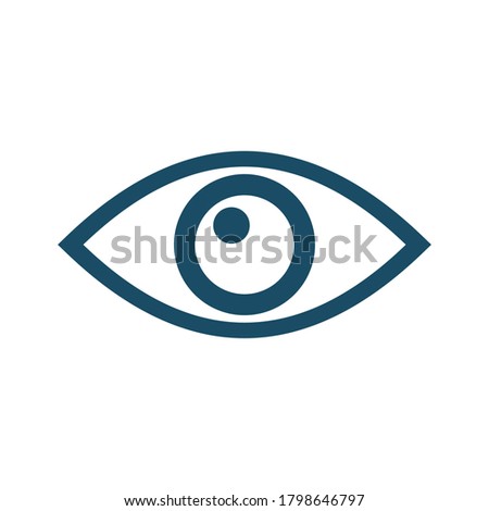 High quality dark blue message seen looking eyeball icon on white background. Pictogram, icon set, illustration. Useful for website design, banner, print media, mobile apps and social media posts.