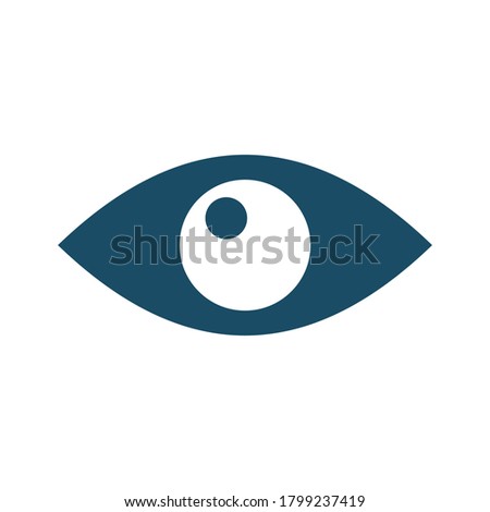 High quality dark blue message seen looking eyeball icon on white background. Pictogram, icon set, illustration. Useful for website design, banner, print media, mobile apps and social media posts.
