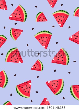 Watermelon slices violet vector pattern