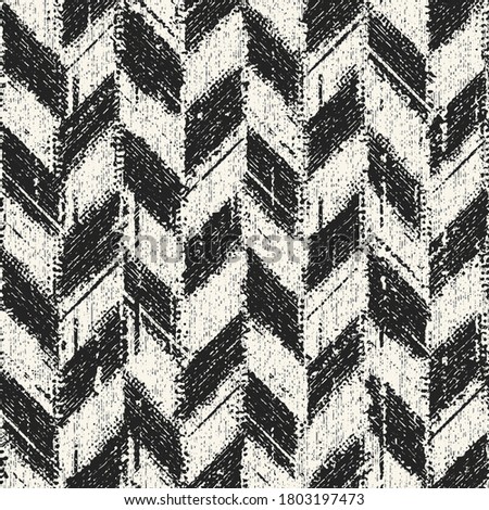 Monochrome Brushed Textured Herringbone Pattern