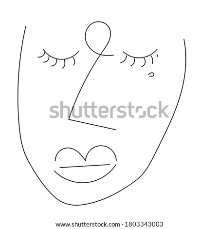 Drawing face isolated on white background. abstract face one line drawing. Face pattern background