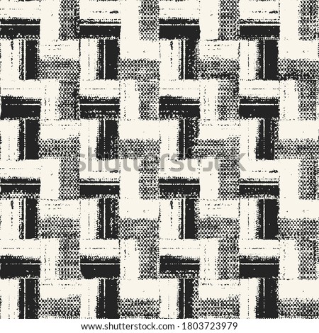 Monochrome Distressed Canvas Textured Zigzag Pattern