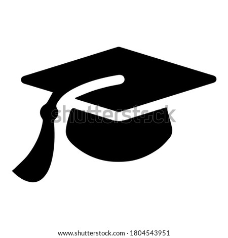 education vector icon- student cap black and white, modern and linear version.