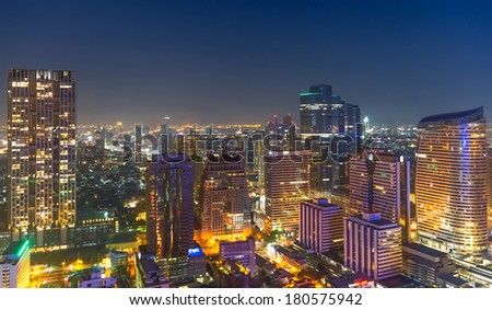 Bangkok cityscape at twilight time.
