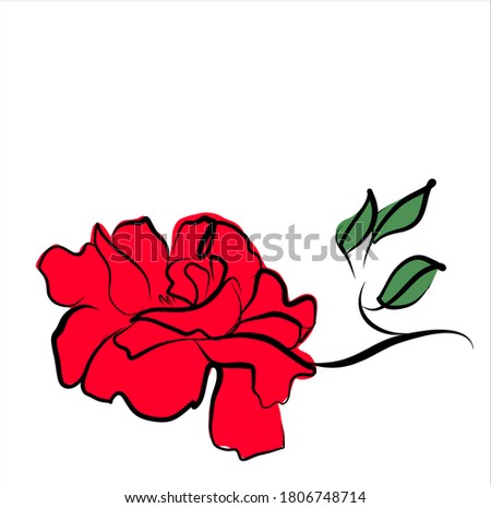 Drawing vector graphics with floral pattern for design. Rose 