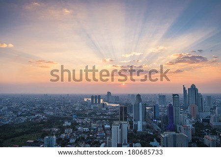 Cityscape sunset in Bangkok