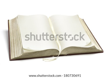 ancient opened book isolated on white