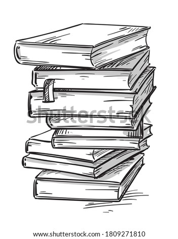 Heap of books line drawig