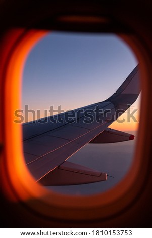 Sunrise Window view of a Cross Atlantic Flight